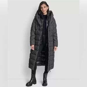DKNY Chevron Patterned Puffer Coat sz XL